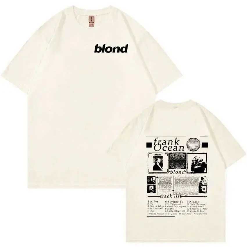 Men's T-Shirts Rapper Frank Retro Graphic T Shirt Mens Hip Hop Ocean Album Clothing T-Shirts Y2k Unisex Blond Fashion Oversized Cotton T-shirt z2