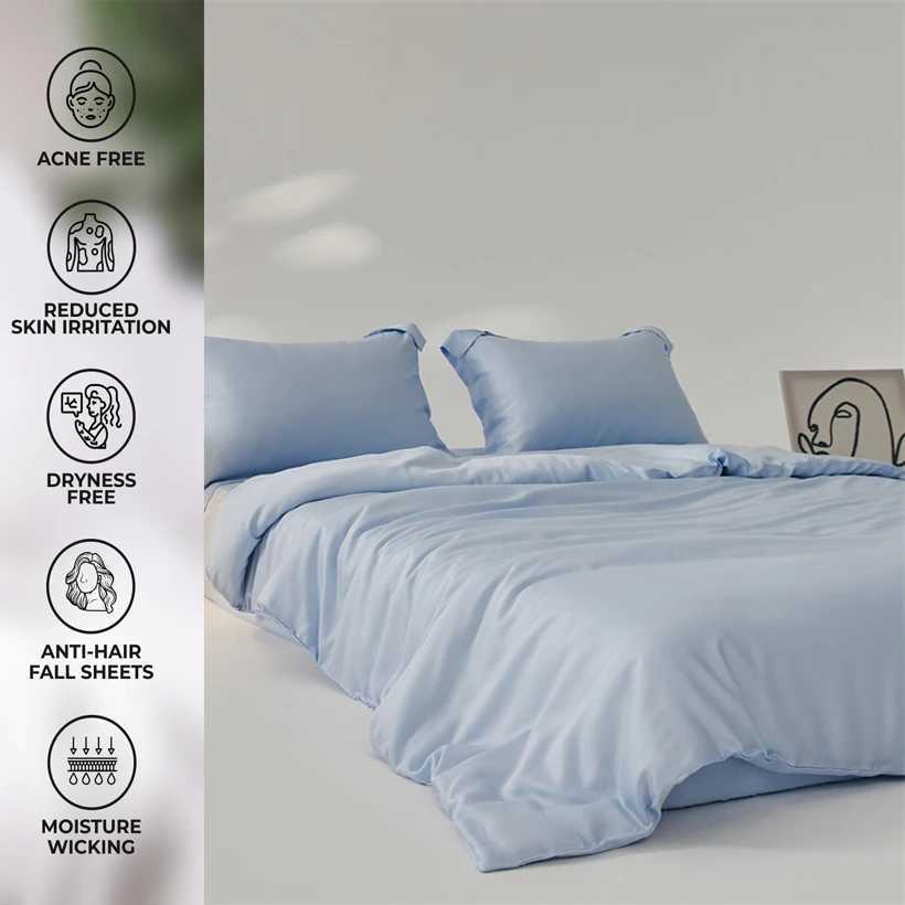 Home Mulberry Silk Duvet Cover Set Luxury 3 Piece Bedding Set 1pc Comforter Cover 2pcs Pillowcase Couple Bed Blanket CoverXJ250220