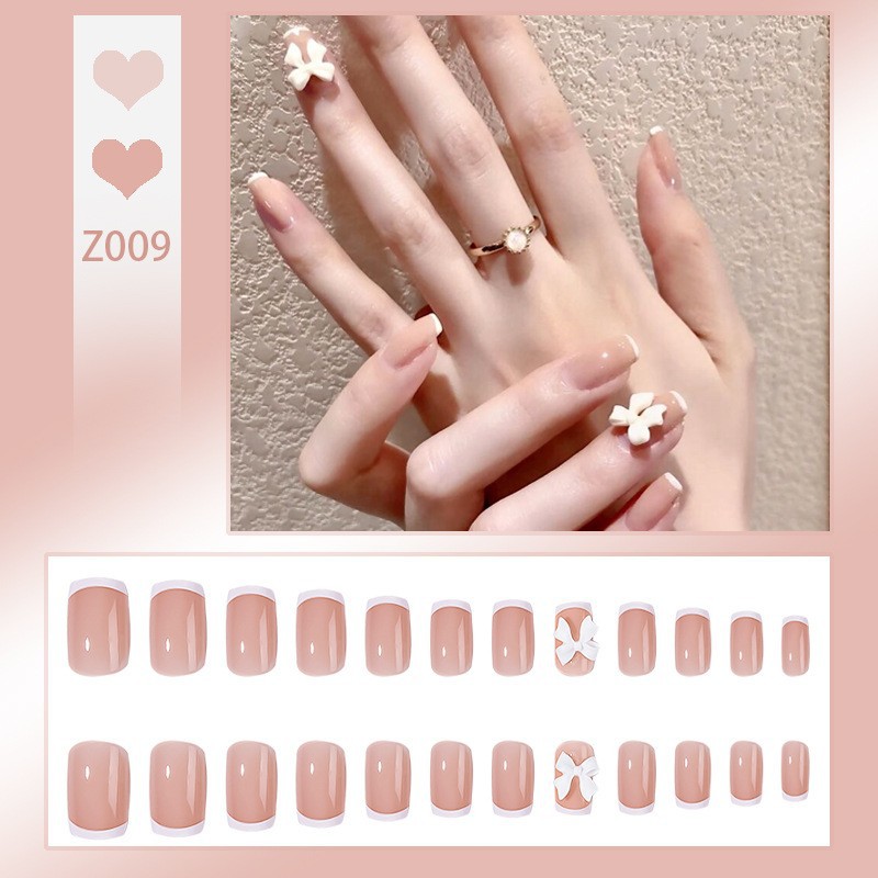False Nails Sparkling diamond temperament, wearing armor with a high-end feel, fake nails that appear white, aurora, short wearing armor piece Adhesiv