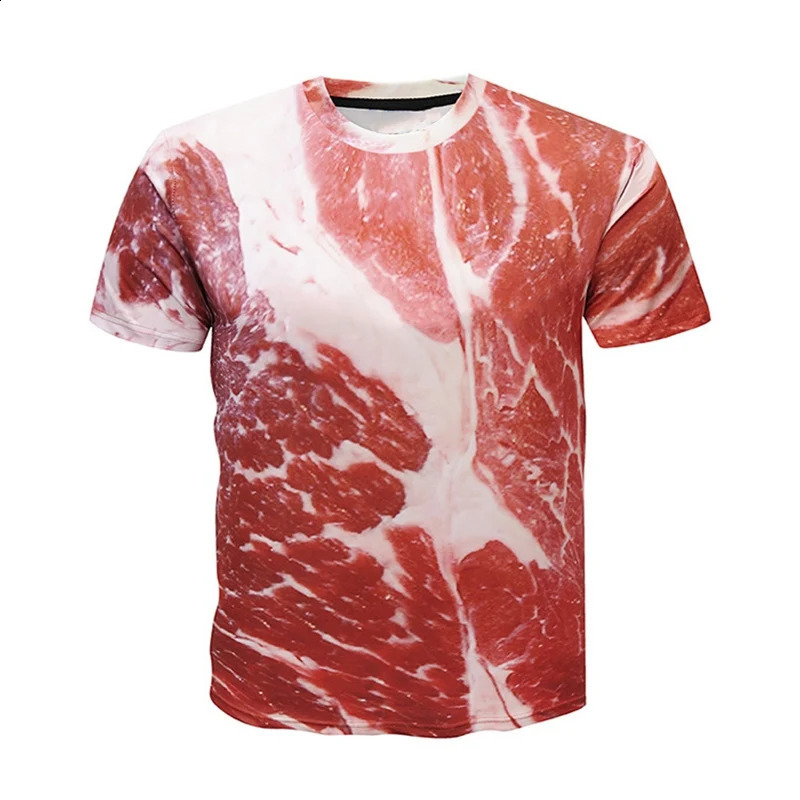 Mens 3D funny Tshirt printed on chest muscle hair fashionable short sleeved summer 2023 250213