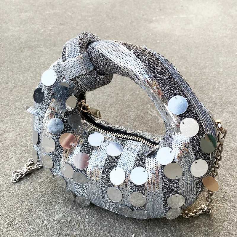 Mini Evening Bags For Women Luxury Designer Handbags And Purses 2025 New In PVC Mosaic Shiny Disc Chain Strap Underarm Shoulder Z250220