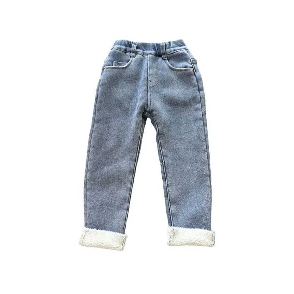 2-13 Years Toddler Baby Winter Jeans Children Thick Velvet Warm Denim Pants for Girls Slim Leggings Kids Blue Fleece Trousers Z250220