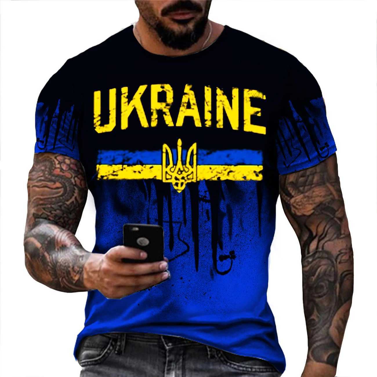 2023 Vintage Mens T-shirt Ukrainian T Shirt 3d Men Ukraine Military Army Emblem T-Shirts Ukrainian Flag Tshirt Polyest Tees W250220