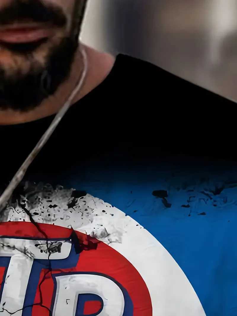 Retro mens T-shirt 3D retro printed short sleeved T-shirt fashionable mens motorcycle T-shirt oversized clothing W250220