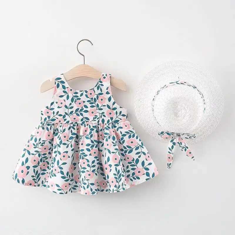 2Piece Summer Newborn Dresses Toddler Clothes Korean Cute Bow Flowers Beach Infant Princess Dress Baby Girl Clothing Set BC252 X250220