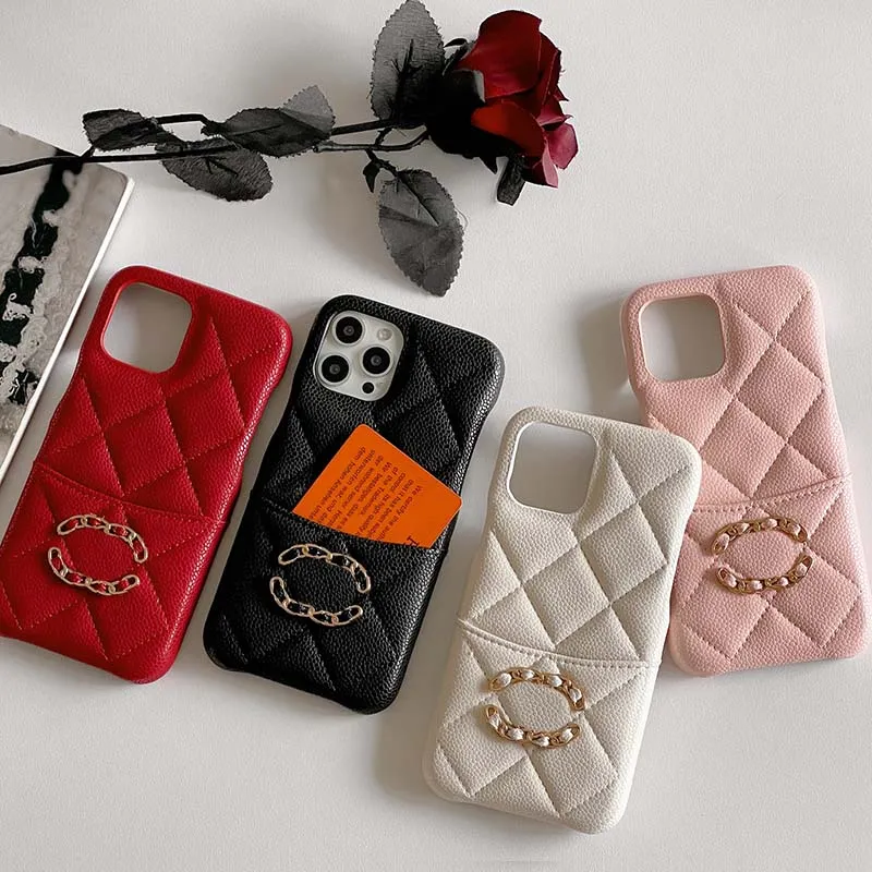 Designer Phone Case for iPhone 16 Pro Max Cases Card Holders Apple iPhone 15 pro max 14 13 12 13promax 15pro 14 Plus 15 Plus Case Leather Caviar