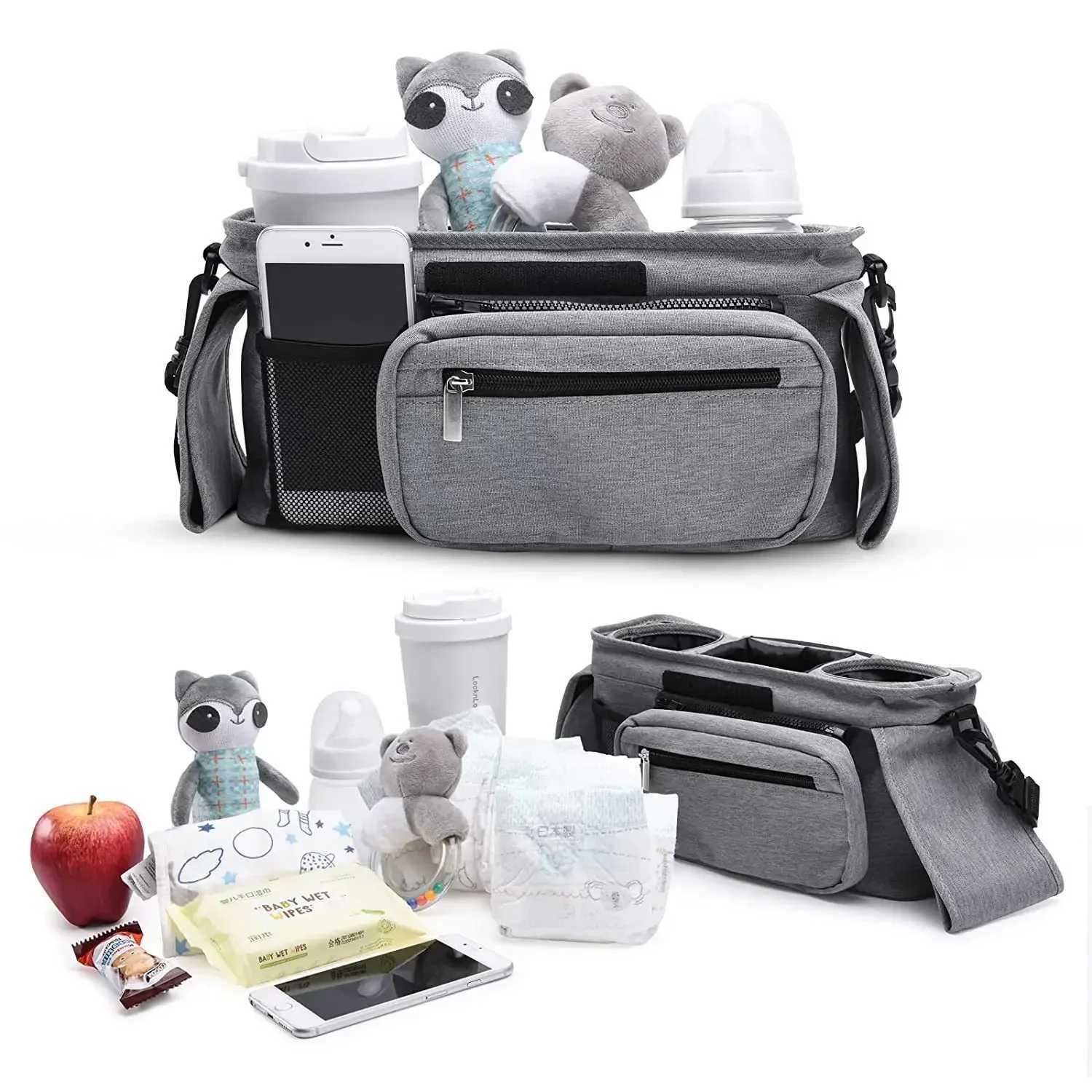 Baby Stroller Storage Large Capacity Travel Hanging Bag Mummy Bag Phone Bottle Holder Pram Diaper Bags Baby Stroller Accessories X250220