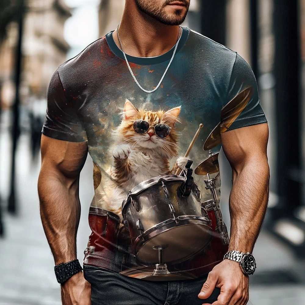 Fashion Cat Pattern 3d Printed T-Shirts For Men Women Loose Casual Tops Quick Drying Tees Summer Short Sleeve Mens T-Shirt 2025 W250220