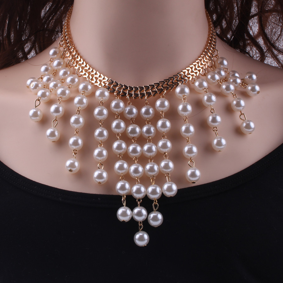 Retro new fashion temperament pearl sweater chain female Japan and South Korea personalized net red with the same paragraph hundred with pearl necklac