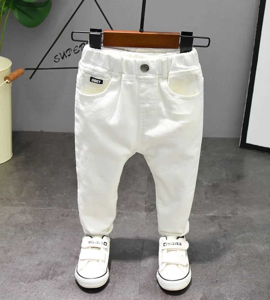 New Boys Jeans Edition White/Black Broken Cave Denim Trouser Jeans Childrens 2021 Baby Jeans Childrens Denim Street Clothing Z250220