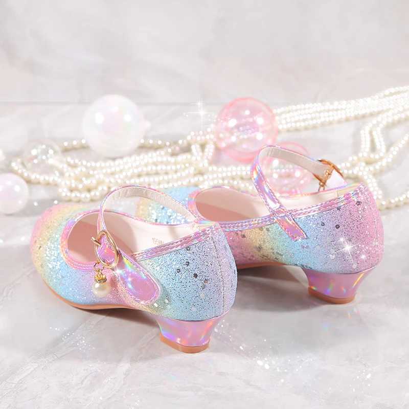 Alpheligance Girls Design High Heels Party Shoes Birthday Gift Rainbow Sandals Leather Shoes Crystal Shoes W250221