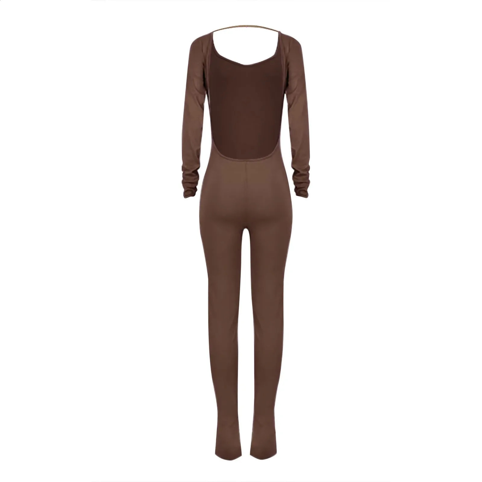 Womens fashion yoga jumpsuit training ribbed long sleeved sports plus size floral jumpsuit womens casual party jumpsuit 250220