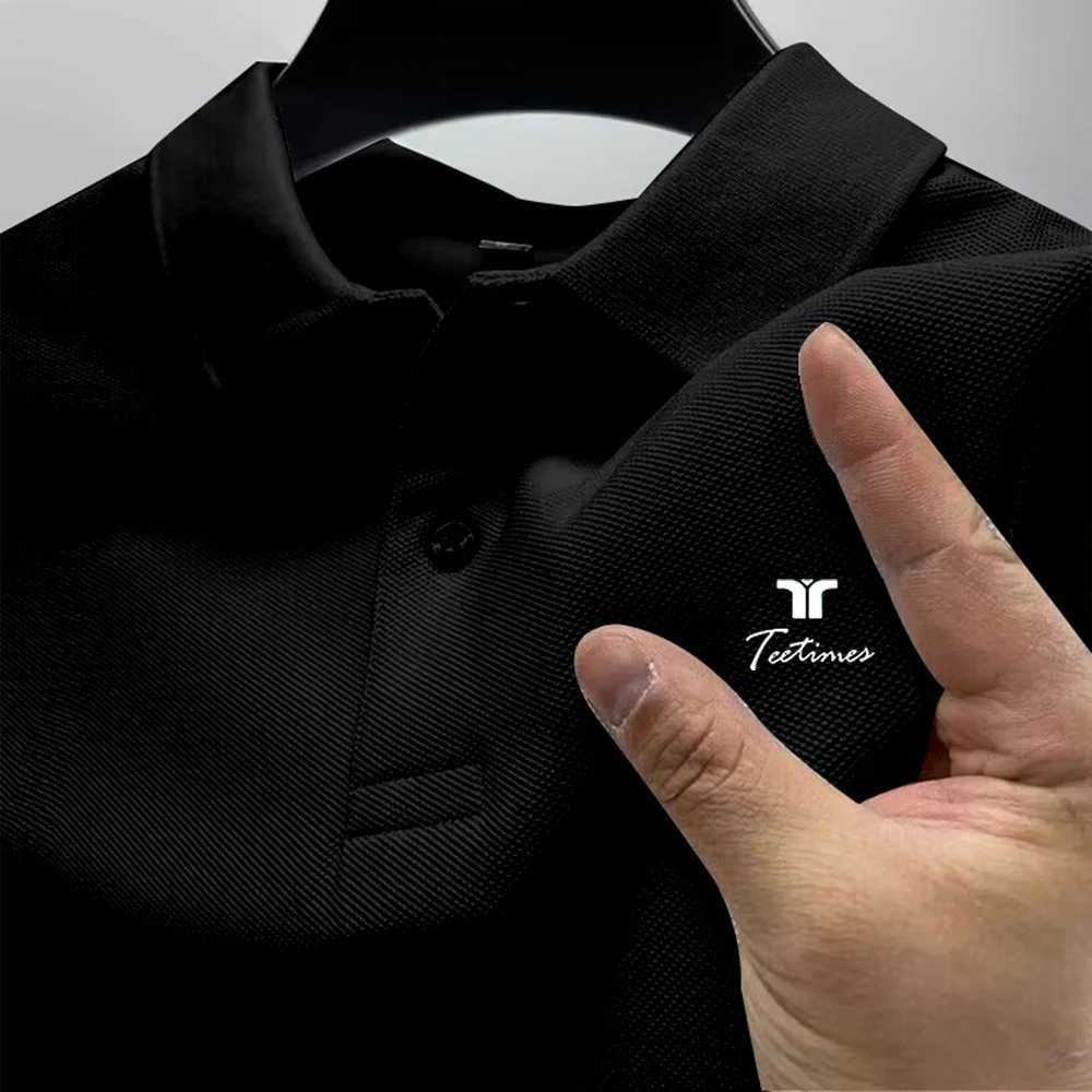 2025 mens polo shirt short sleeved printed collar solid color T-shirt summer breathable casual fashionable business office shirt W250414