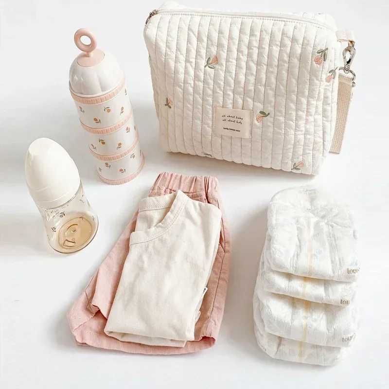 Portable Stroller Nappy Bag Quilted Baby Diaper Caddy Organizer Embroidered Mommy Bags Babies Accessories Changing Bag Storage X250220