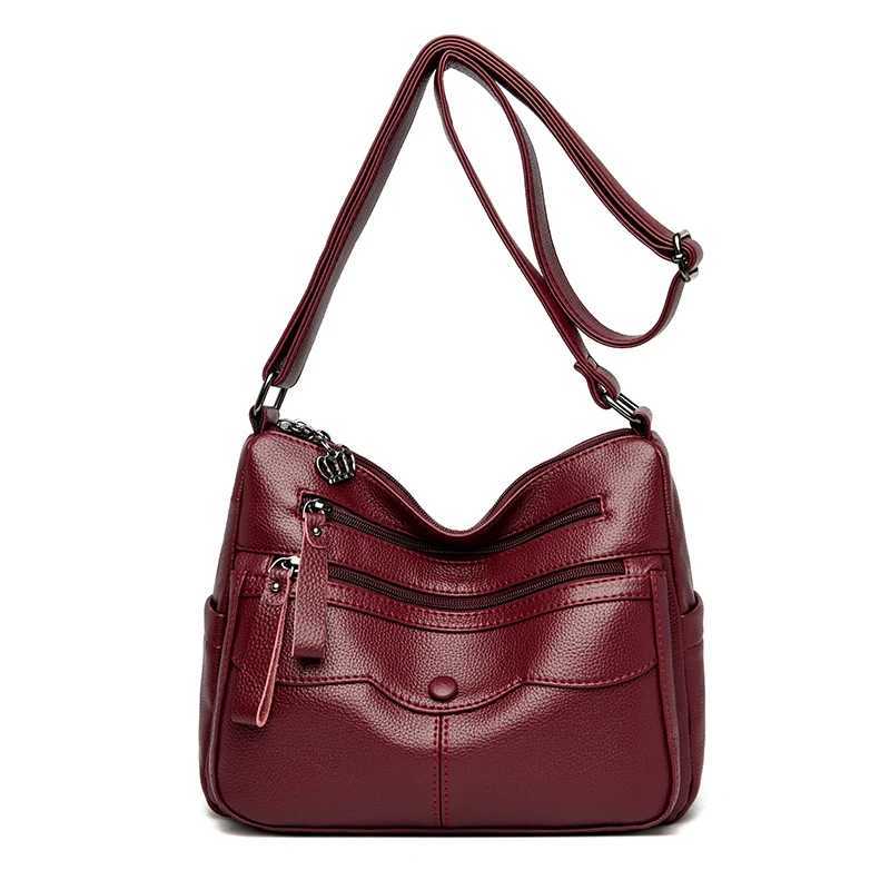20024 Womens Cross border Bag New Womens Fashion Mother Soft Leather Large Capacity Shoulder Bag Messenger Bag High Capacity Z250220
