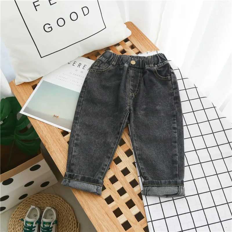 Children Denim Pants For Boys Spring Autumn New Elastic Waist Solid Color Kid Boys Pants Brief Tight Slish Baby Boys Trousers Z250220