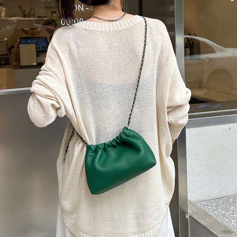 Fashion Chains Bag,Women Genuine Leather Shoulder Bag,100% Natural Cow's Skin,Female Messenger Cross Body Bag