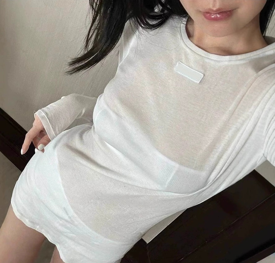 2026 A1 Designer Women's Perspective T-shirt Long Sleeve Round Neck Basic Top Casual Daily T-shirt Thin Breathable Men's Clothing