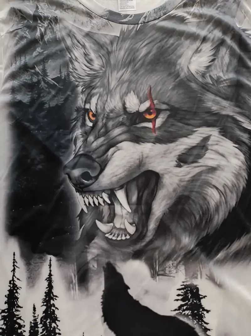 3D wolf pattern printing mens graphic design staff collar novel T-shirt casual T-shirt summer mens clothing daily vacation resort W250220