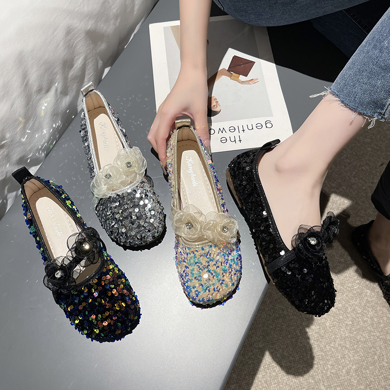 Women's Luxury Ballet Flats New Spring and Autumn Soft Bottom Water Diamond Mary Jane Shoes Classic Bling Designer Casual shoes High quality part