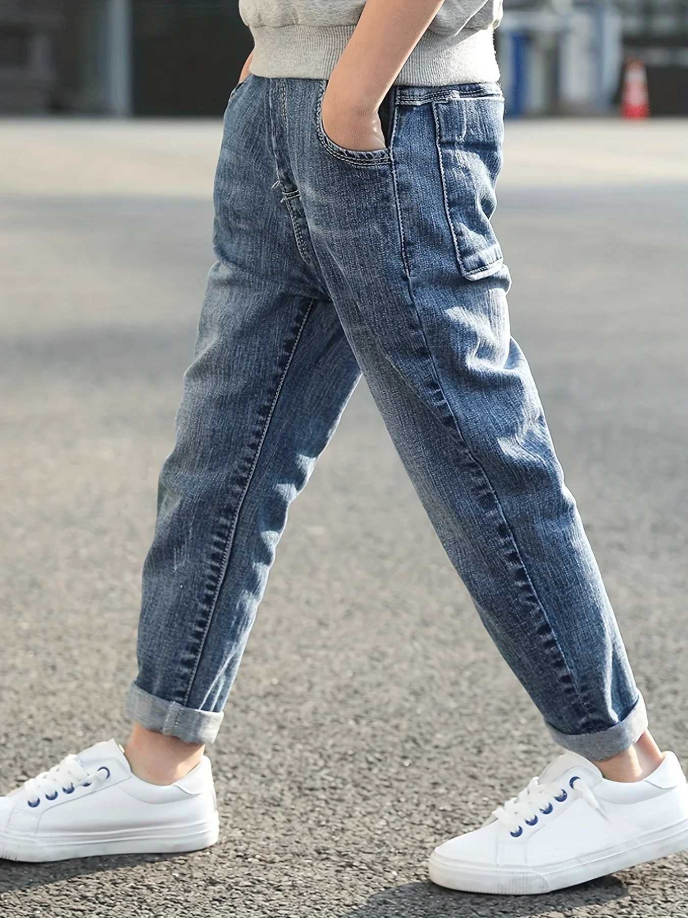 IENENS Kids Boys Jeans Baby Slim Fit Pants Children Denim Clothing Boy Casual Wear Bottoms Fashion Trousers 5-11 Years Z250220