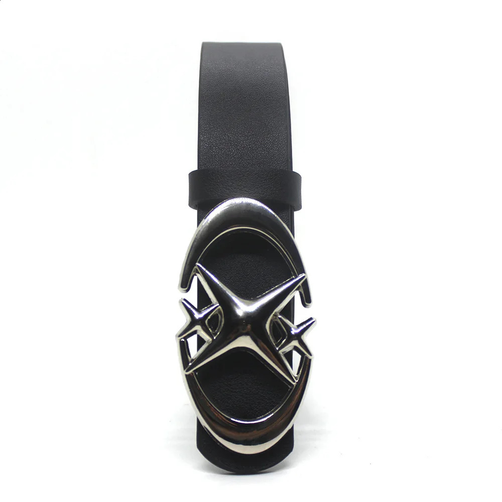 Vintage Men Women Punk Cross Star Buckle Belt n Metal Gothic Y2k Pu Leather Waistband Jeans Pants Decorative 250213