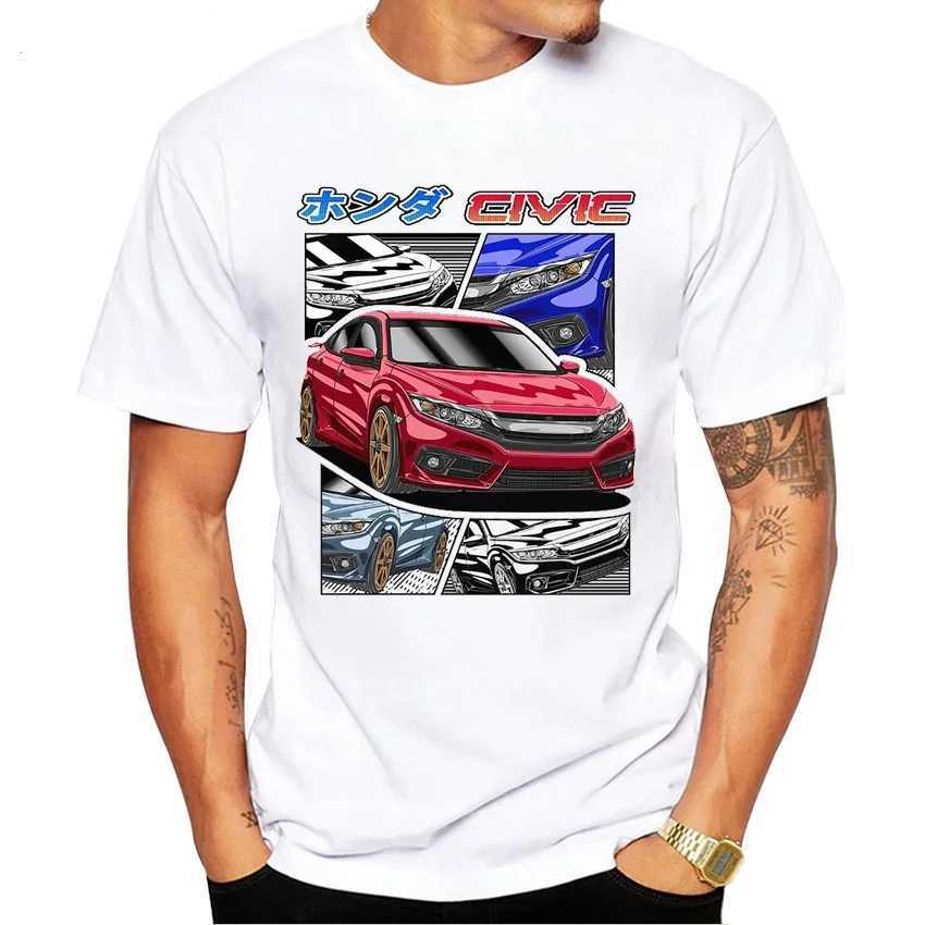 Classic Civic Type R T-shirt New Summer Mens Short Sleeve Jdm Legendary Printed T-shirt Hip Hop Boys Casual Top Sports Car Whi W250220