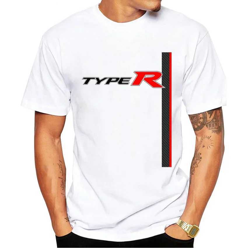 Classic Civic Type R T-shirt New Summer Mens Short Sleeve Jdm Legendary Printed T-shirt Hip Hop Boys Casual Top Sports Car Whi W250220