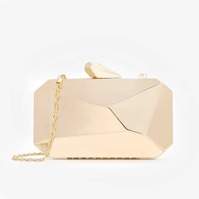 Gold Acrylic Box Geometric bags Clutch Evening Bag Elegant Chain Shoulder Bag for Women 2020 Handbag For Wedding/Dating/Party Z250220