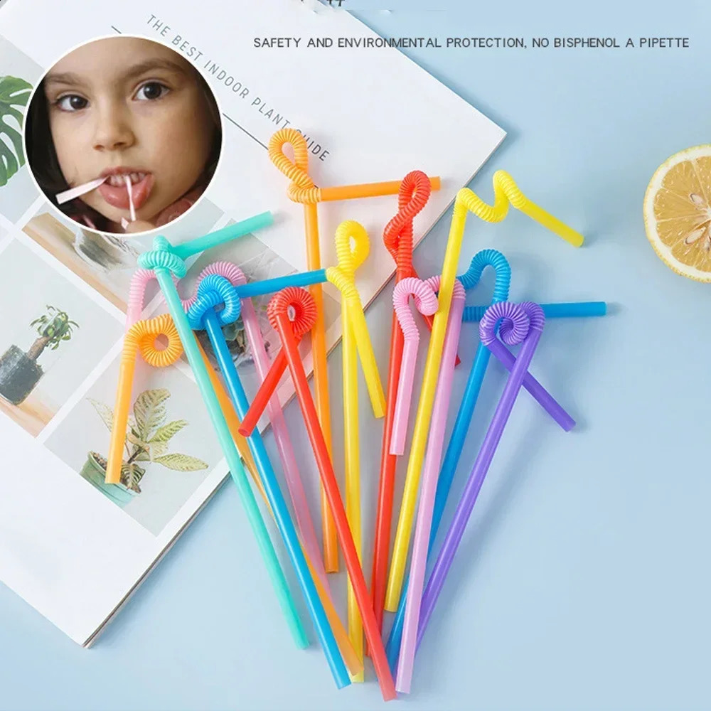 50-1000Pcs Foldable Multicolor Drinking Straws Pajitas Plastique Beverage Straw For Party Bar Wedding Kitchen Home Accessories 250217