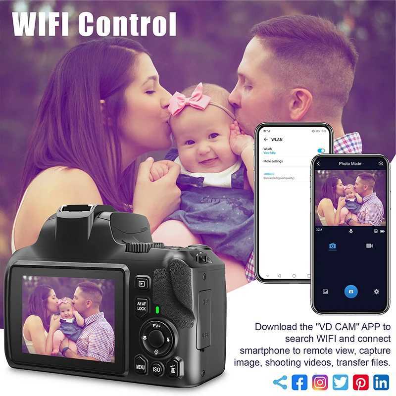 64MP Digital SLR Camera For Photography Auto Focus 10X Optical Zoom Camera 4K HD Video Vlog Camcorder Youtube Webcam DSLR Camera Z250220