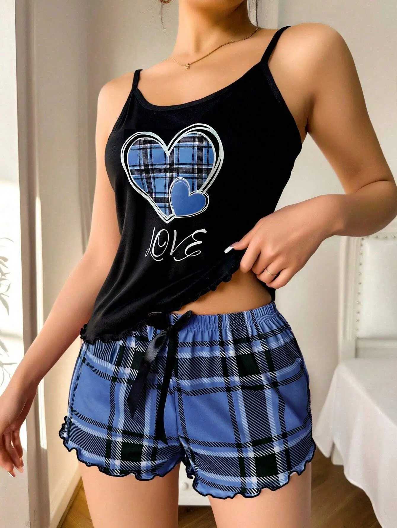 Summer New Ladies Sling Pajamas Homewear Suit European and American Style Ladies Sexy Shorts Thin Section Pajamas Homewear SuitXJ250220
