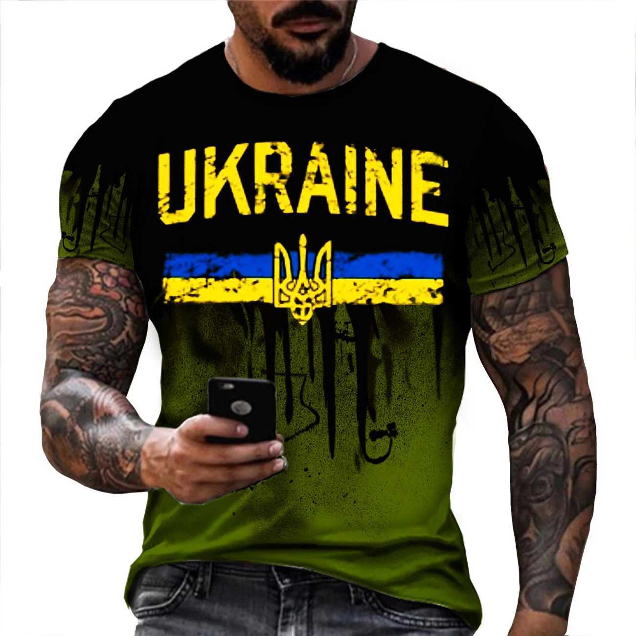 2023 Vintage Mens T-shirt Ukrainian T Shirt 3d Men Ukraine Military Army Emblem T-Shirts Ukrainian Flag Tshirt Polyest Tees W250220