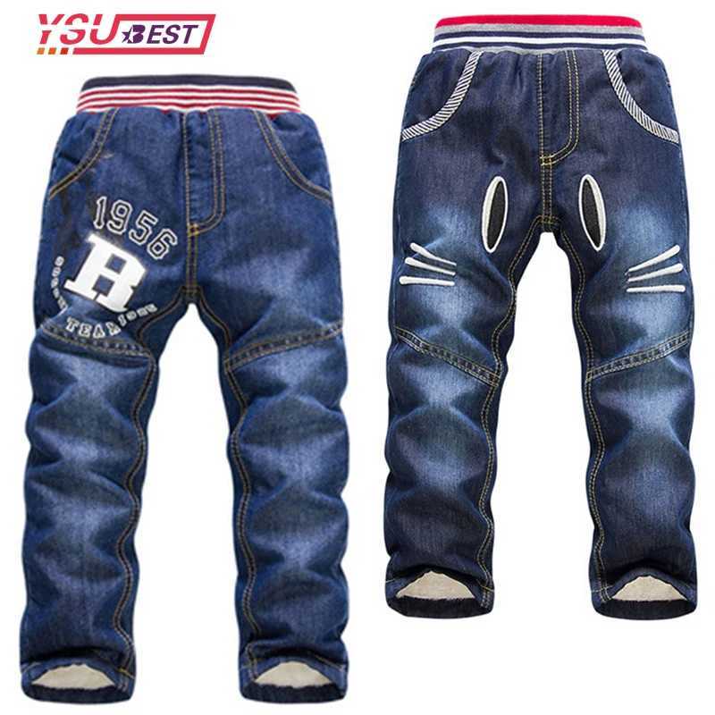 2021 New Warm Pants Kids Pant Fashion Boy Girl Jeans Winter Thickening Kids Denim Pants Baby Jean Infant Clothing 3-7Y Z250220