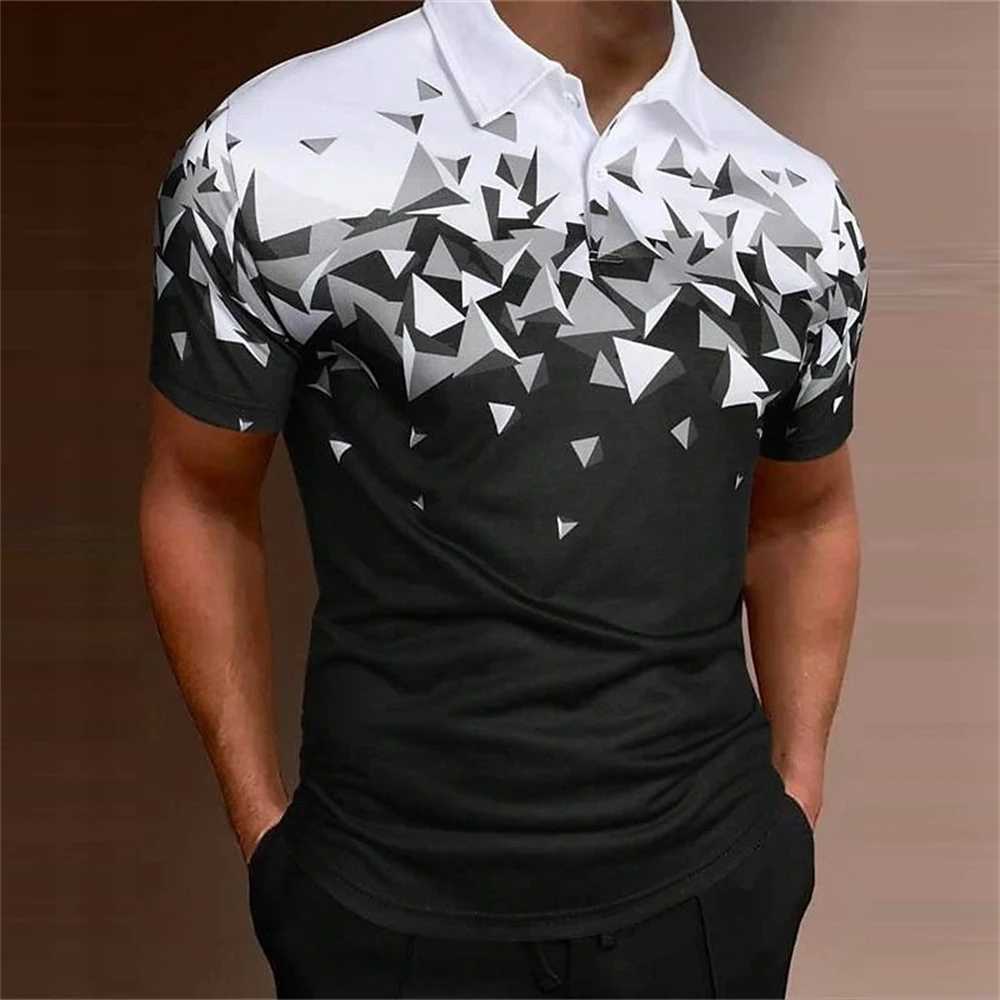 Gradient Polo Shirts Men Casual Lapel Short Sleeve T-Shirt 3d Print Golf Sports Shirt Summer Breath Quick Dry Mens Polo Shirts W250220