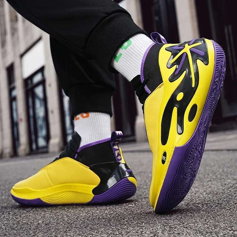 High-quality Men's Women Leather Basketball Sneakers Men Outdoor Rubber Anti Slip Sports Training Shoes Male