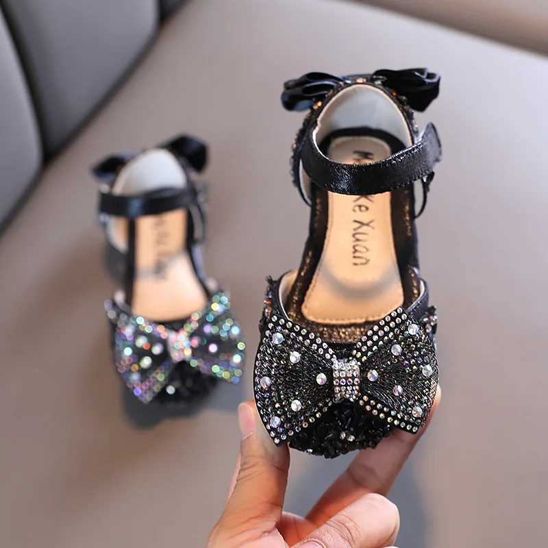 New Fashion Girls Princess Shoes Summer Kids Bow Rhinestone Sandals Childrens For Wedding Performance Sandals G508XJ250221