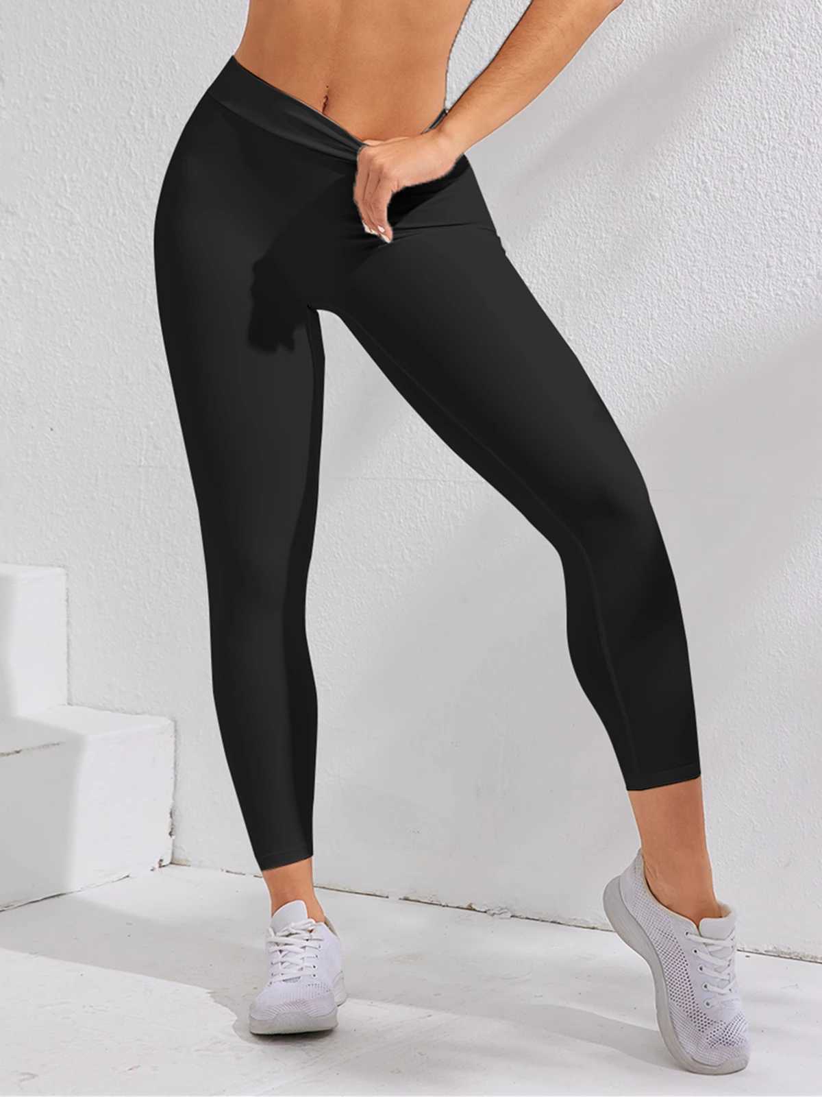New Arrival Small Size Sexy V Waist Workout Gym Leggings Women Naked Feeling Yoga Pants Choose One Size Larger Z250220