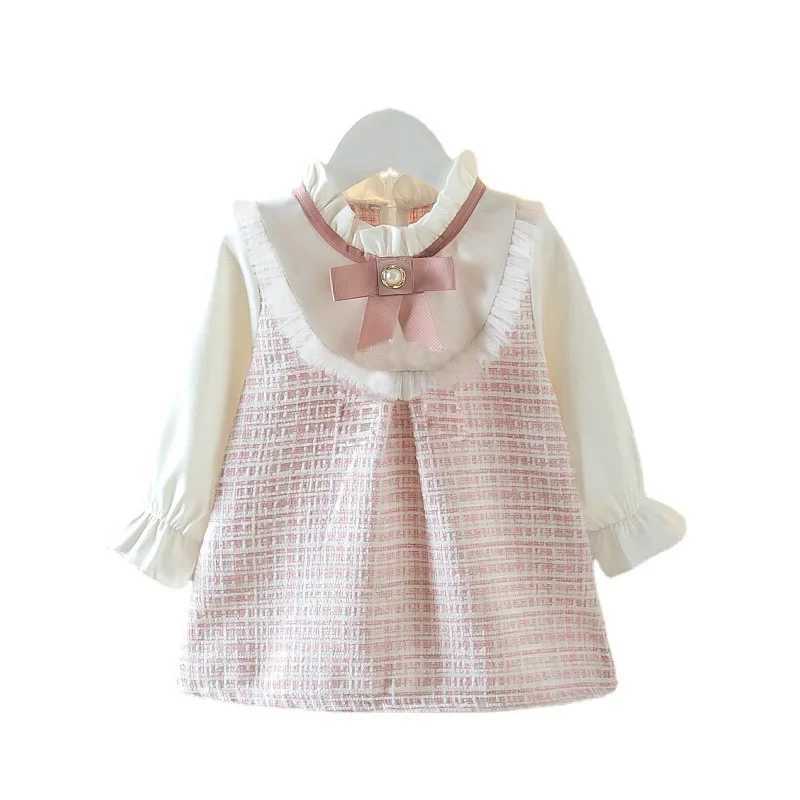 0-3Y Girls Dresses Spring A Line Dress Bow Decoration Long Sleeve For Girls Baby Clothing X250220