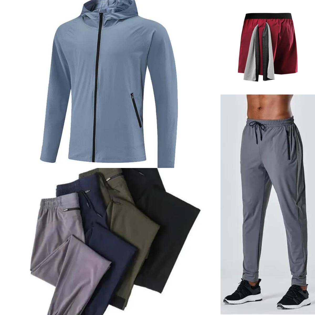 Autumn and Winter Men New Sport Zipper Hooded Jacket Outdoor Jogger Outfit Hiking Cardigan Material Outwear Thin Fiess Training Clothes M xl Long slee