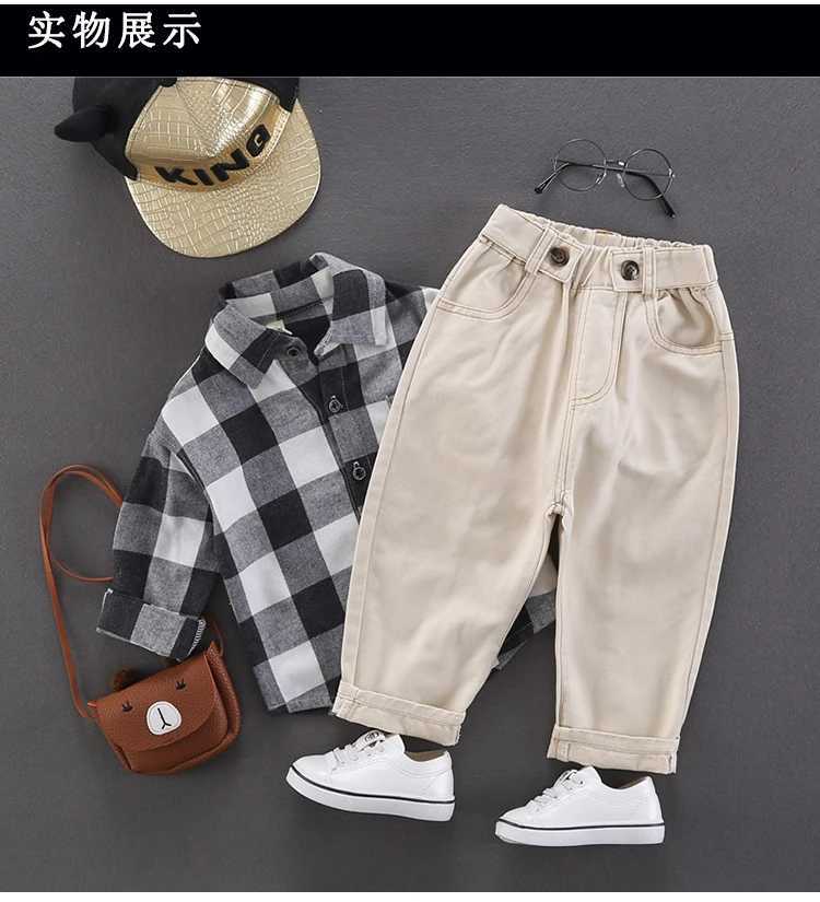 Autumn Spring Baby Boys Jeans Pants Kids Clothes Cotton Casual Children Trousers Denim Boys Clothes 2-6Year Blue and Beige Z250220