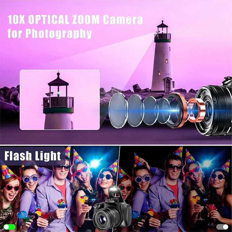 64MP Digital SLR Camera For Photography Auto Focus 10X Optical Zoom Camera 4K HD Video Vlog Camcorder Youtube Webcam DSLR Camera Z250220