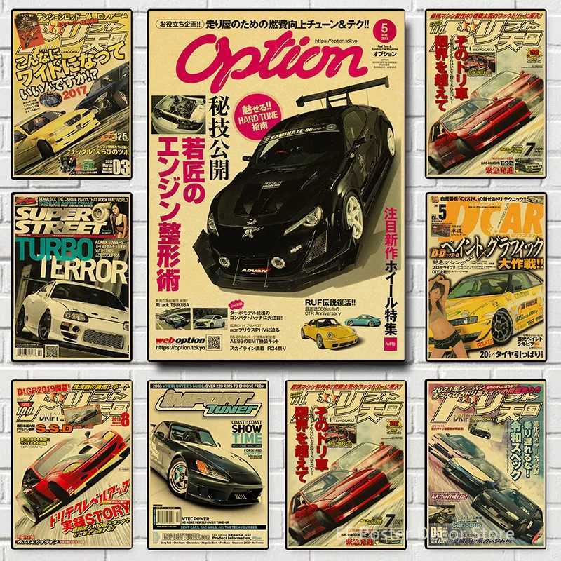 Car Poster Motorsport GTR Sport Cars Manga AE86 Kraft Paper Prints Vintage Club Home Room Bedroom Art Wall Decor Retro PaintingT250221