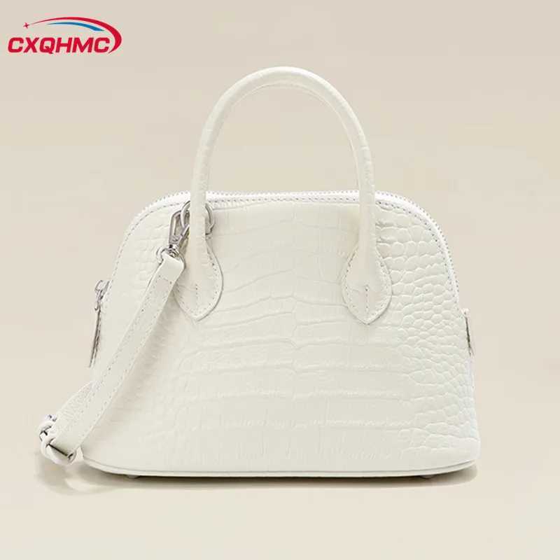 Luxury and fashionable womens handbag with crocodile pattern leather small shoulder cross body bag womens portable shell bag 2024 new model Z250220