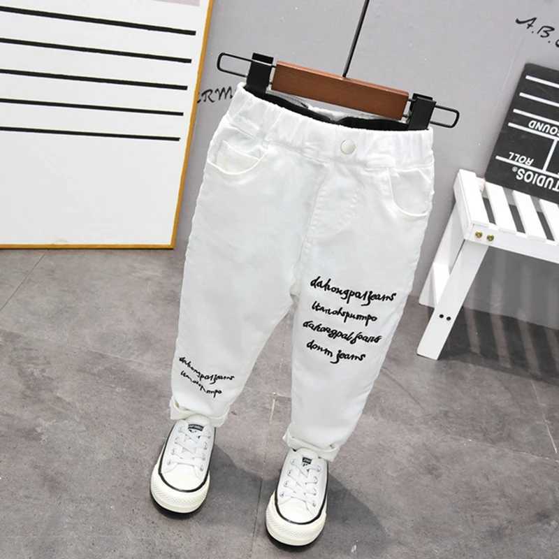 Childrens Pants Chorus Clothing Kids Pure White/Black Students Contest Straight Jeans Baby Boys Comfortable Latin Dance Trouser Z250220