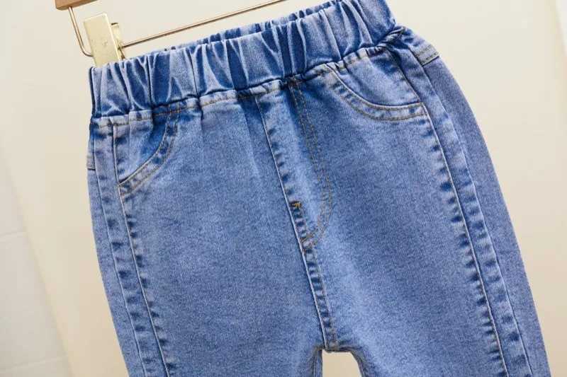 Autumn Girls Jeans Fashion Lace Elastic Waistline Denim Flared Pants Solid Color Trousers Teenager Spring Kid Girl Clothes 1-12Y Z250220
