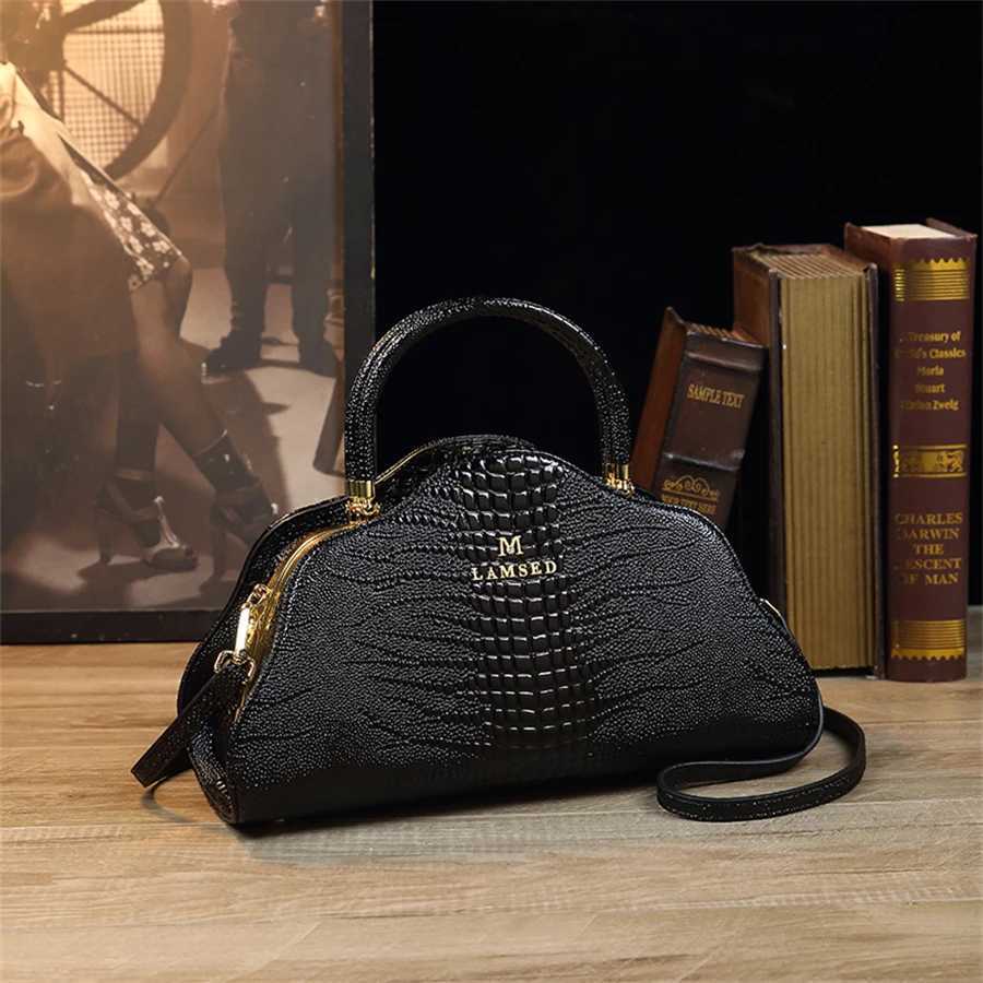 Vintage Crocodile Print Tote Bag PU Shoulder Bag Womens Fashion Handbag Satchel Purse Girl Pink Elegant Cloud Bag Z250220