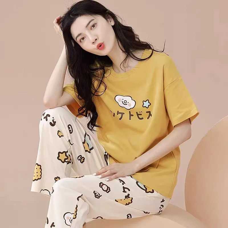 Pyjamas Set for Womens Short Sve Long Pants dent Casual Cartoon Bear Sweet Cuet Spwear Loungewear Romantic NightwearXJ250220