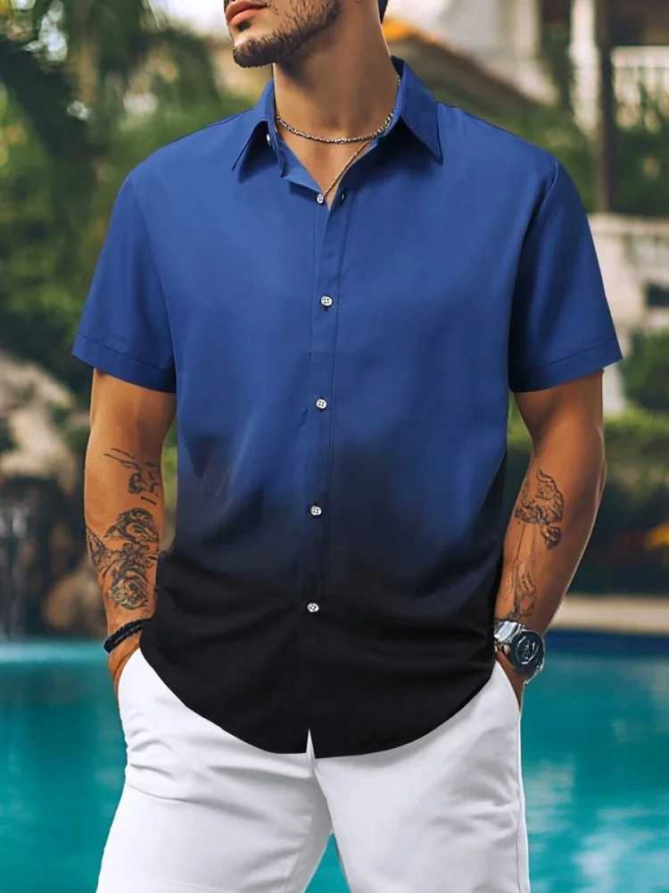 Striped Printed Mens Long-sleeved Shirt Summer Casual Mens Single-breasted Shirt Beach Pool Party Mens Fashionable Shirt W250220