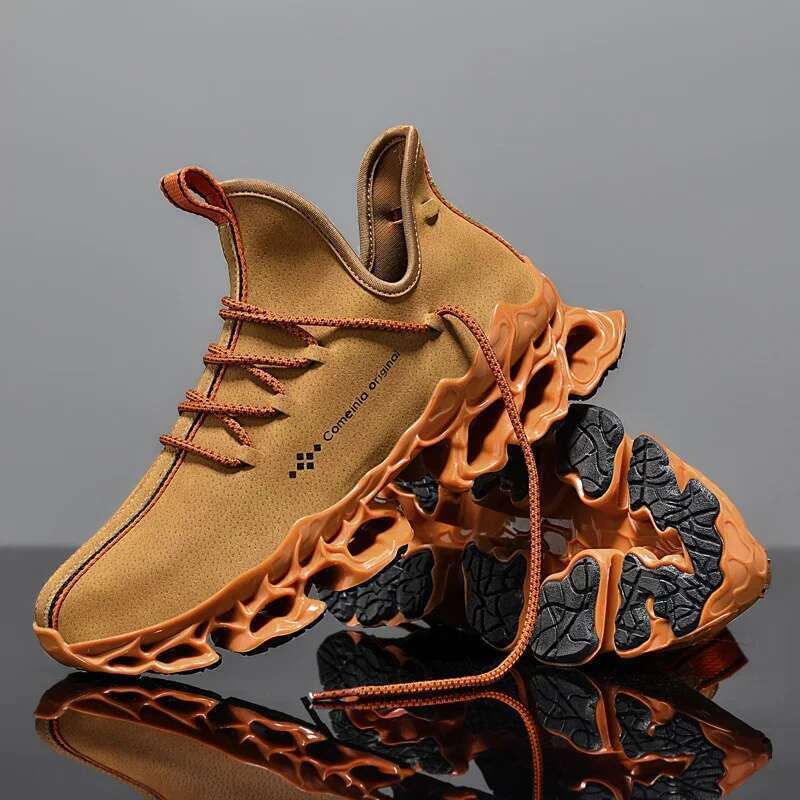 Running Designer Waterproof Leather Sneakers Men Unique Blade Sole High-quality Cushioning Outdoor Athletic Jogging Sport Shoes